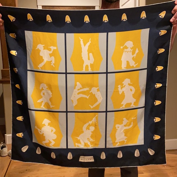 ๐ฎ๐น BVLGARI VINTAGE Italian Luxury Silk Scarf BULGARI x Davide Pizzigoni Shawl - Picture 5 of 14